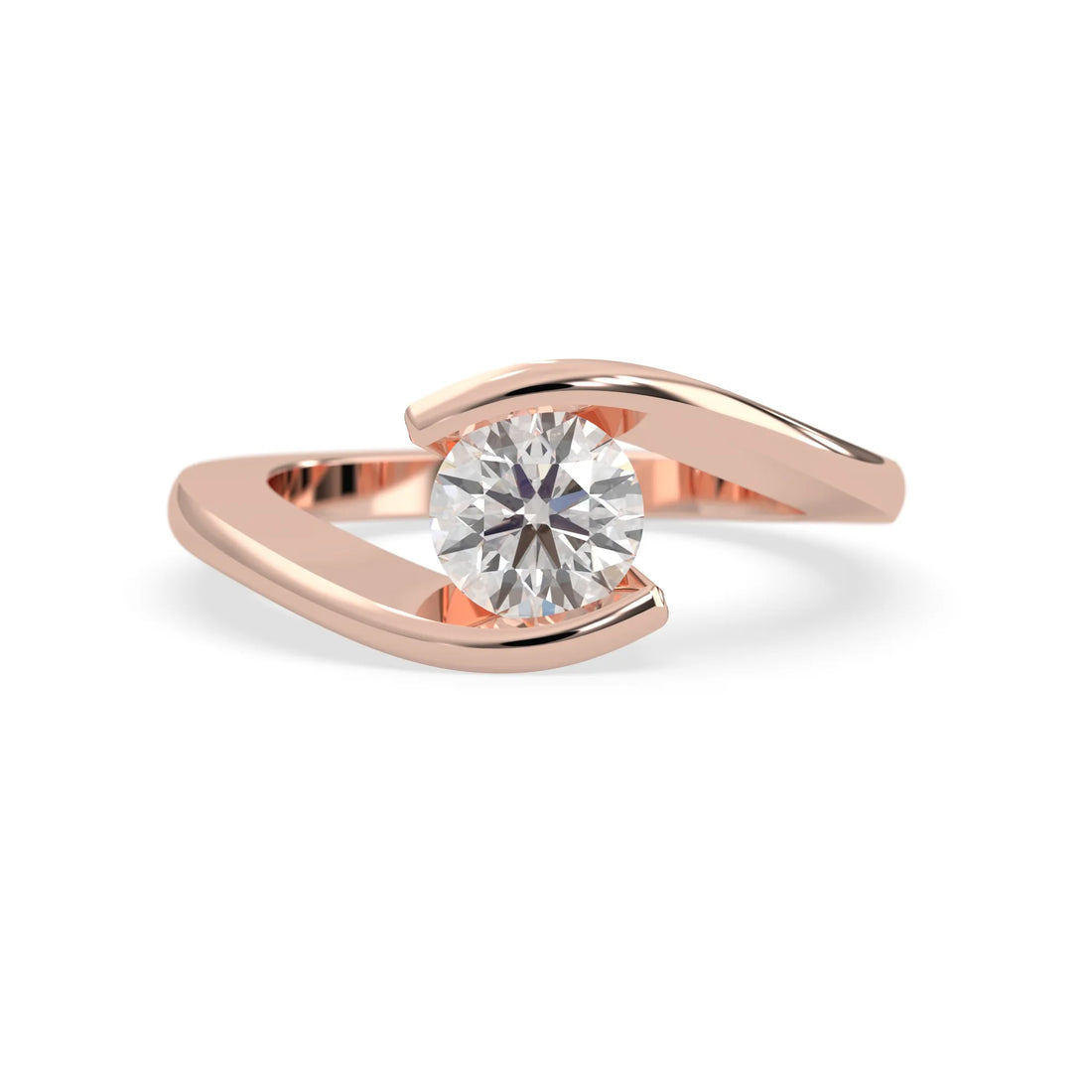 OctaPearl 1 ct Modern Bypass Round Lab Grown Diamond Solitaire Engagement Ring