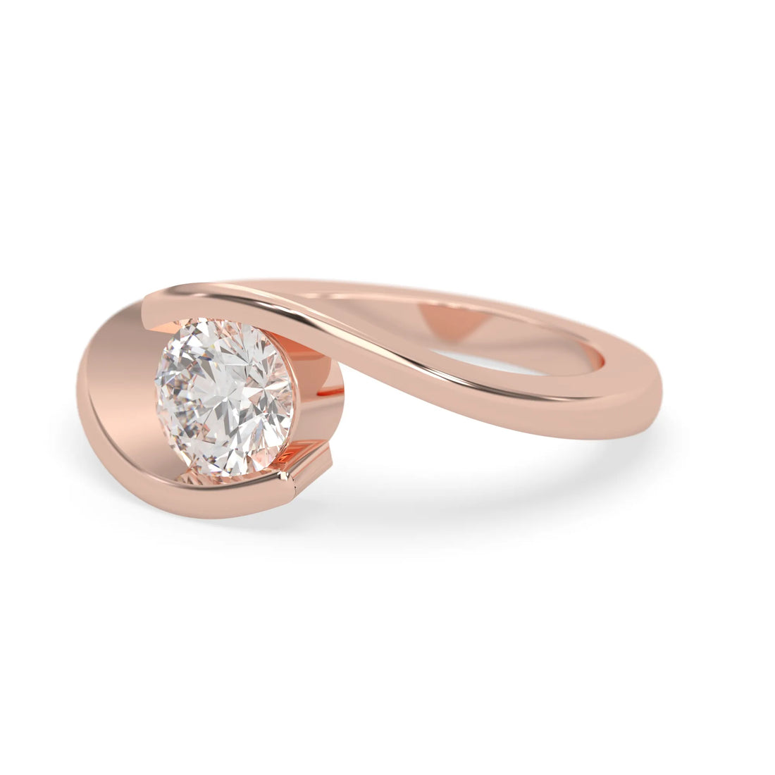 OctaPearl 1 ct Modern Bypass Round Lab Grown Diamond Solitaire Engagement Ring