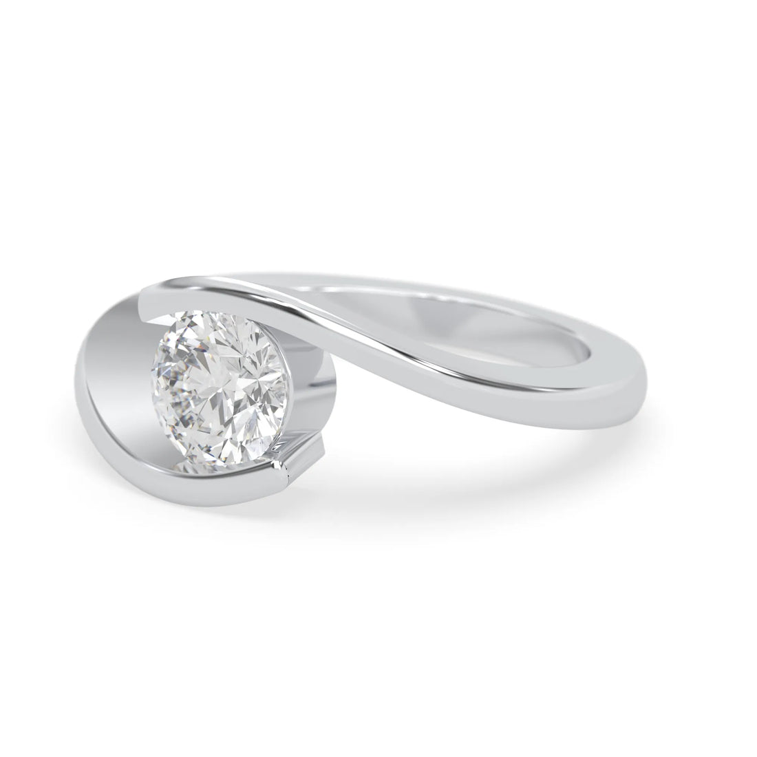 OctaPearl 1 ct Modern Bypass Round Lab Grown Diamond Solitaire Engagement Ring