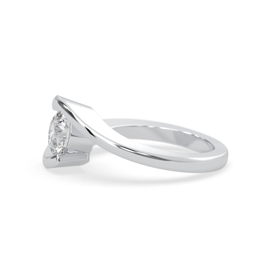 OctaPearl 1 ct Modern Bypass Round Lab Grown Diamond Solitaire Engagement Ring
