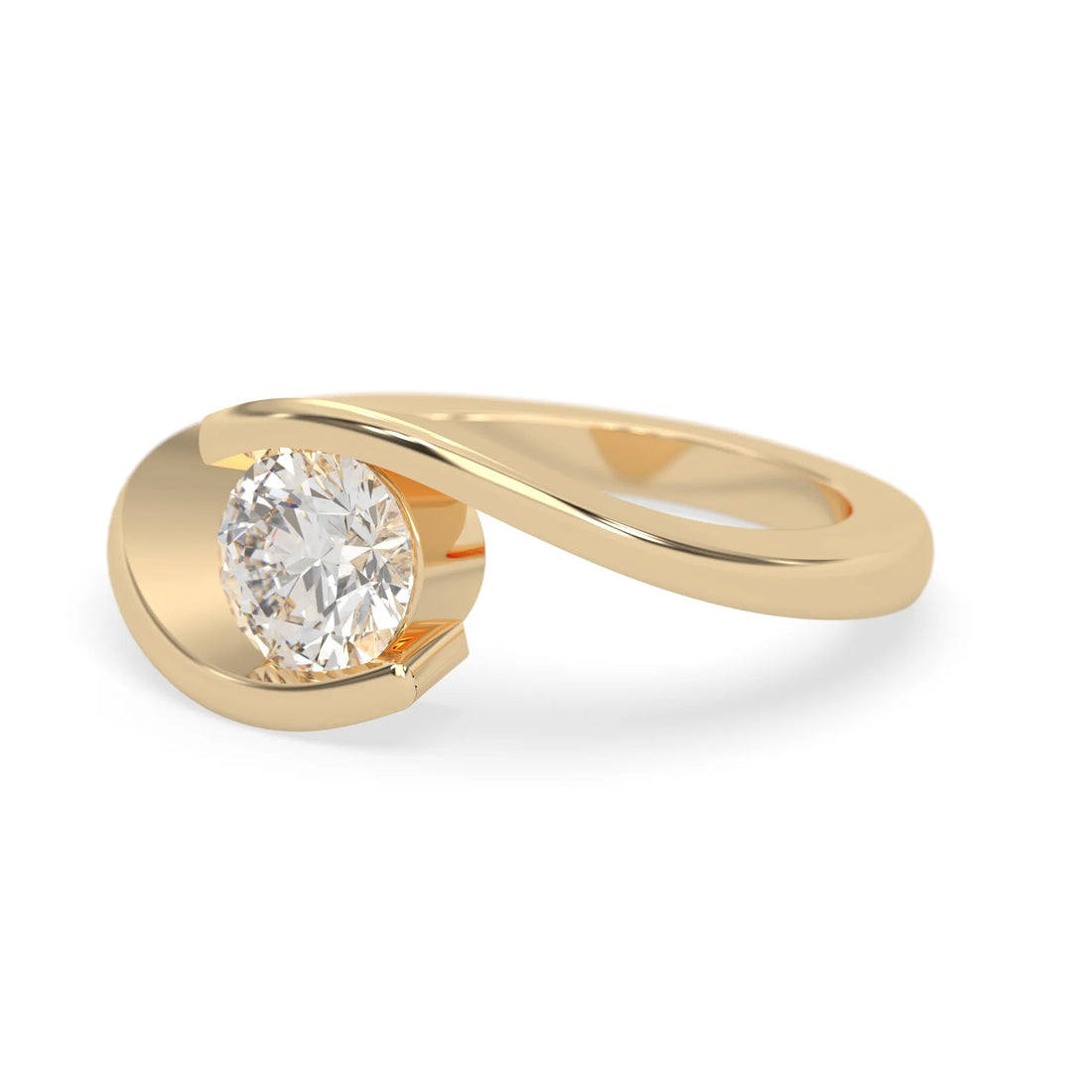 OctaPearl 1 ct Modern Bypass Round Lab Grown Diamond Solitaire Engagement Ring