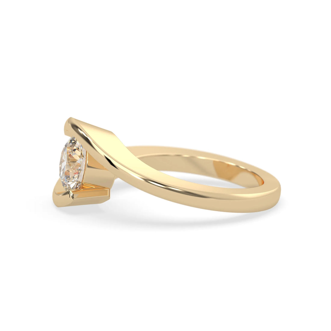 OctaPearl 1 ct Modern Bypass Round Lab Grown Diamond Solitaire Engagement Ring