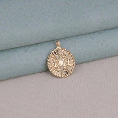 Moissanite Manifest 14K Gold Coin Pendant | OctaPearl