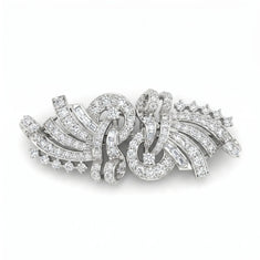 Moissanite Statement Brooch Pin With Intricate Pavé Setting
