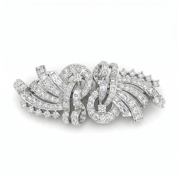 Moissanite Statement Brooch Pin With Intricate Pavé Setting