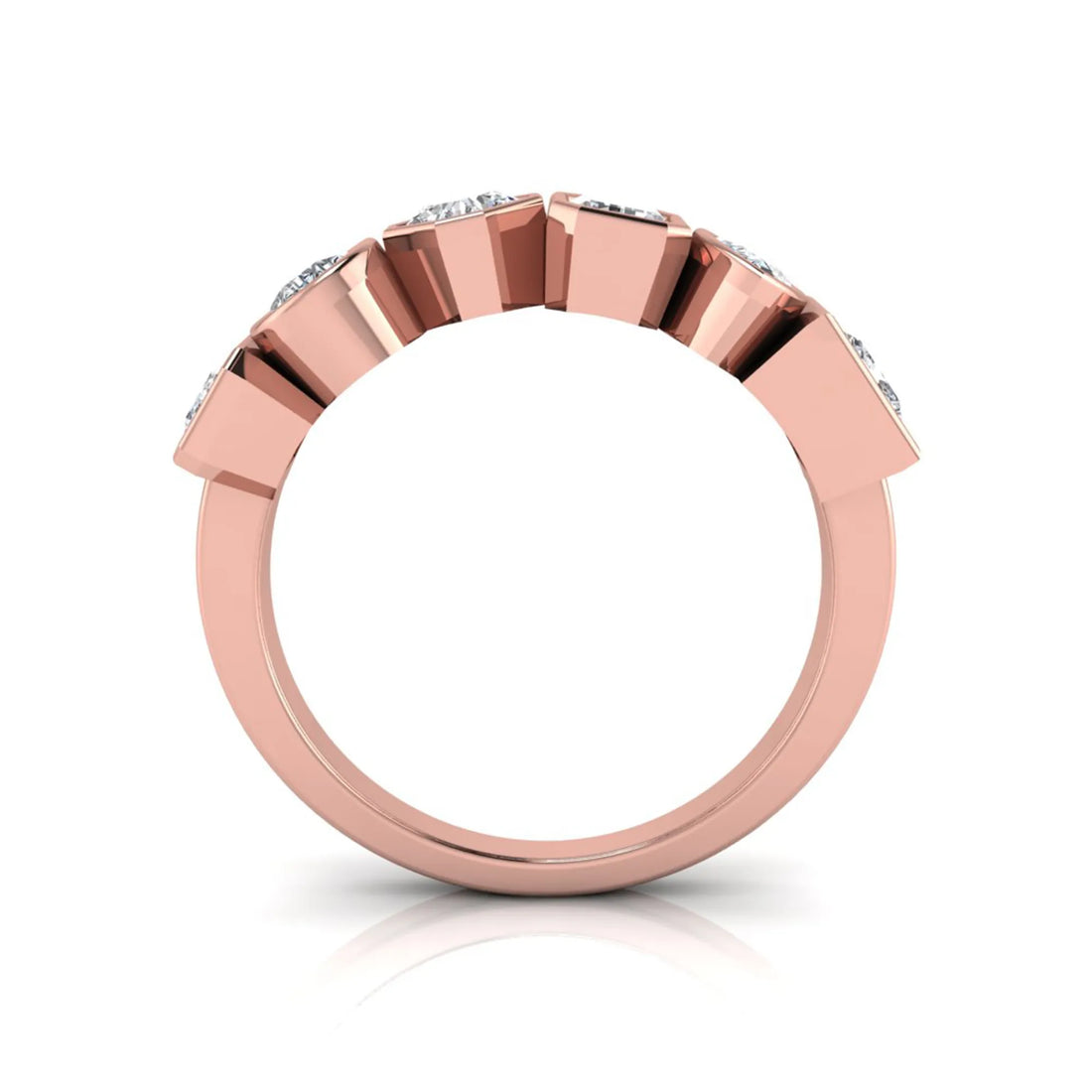 OctaPearl Bezel Set Multi Shape Lab Grown Diamond Half Eternity Wedding Band