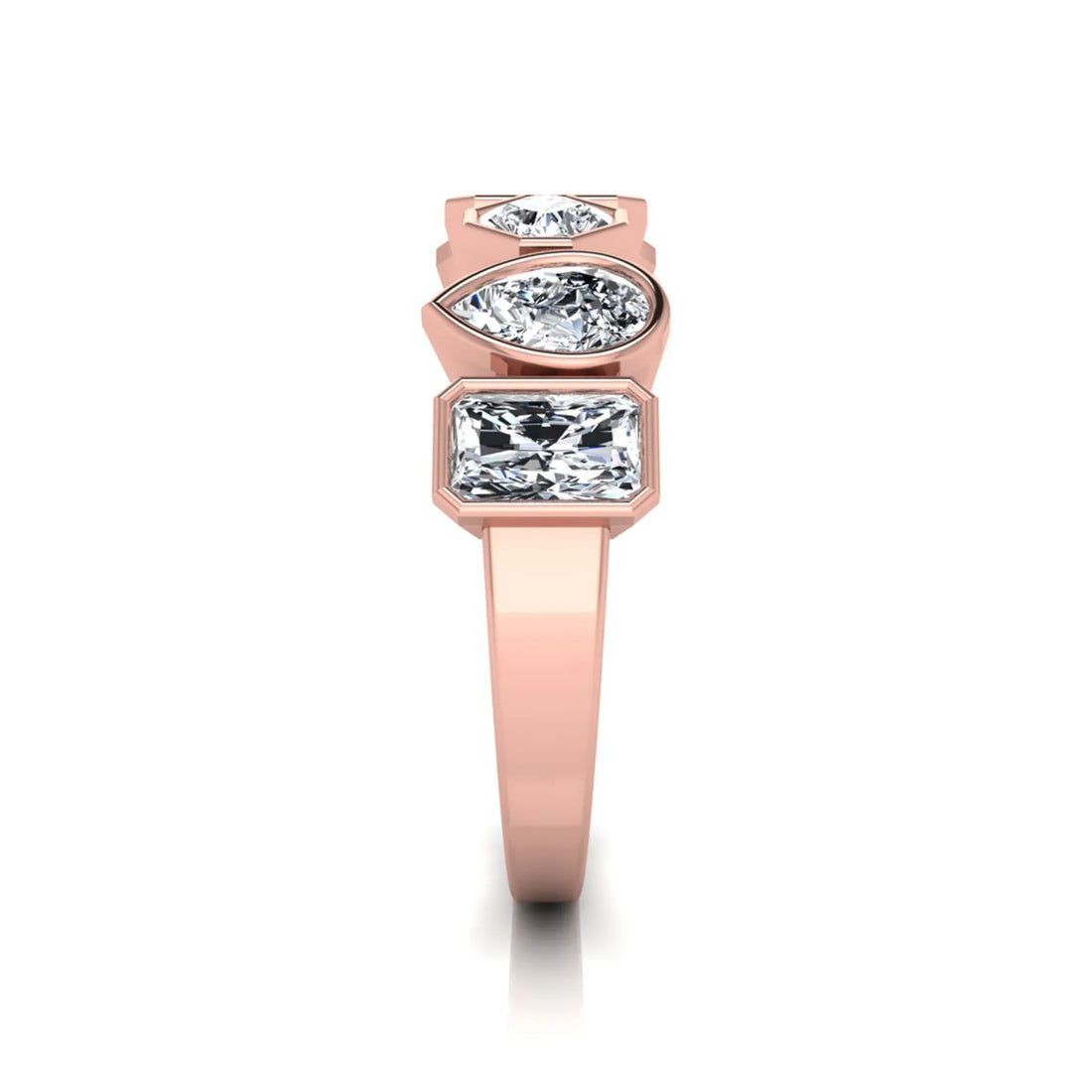 OctaPearl Bezel Set Multi Shape Lab Grown Diamond Half Eternity Wedding Band