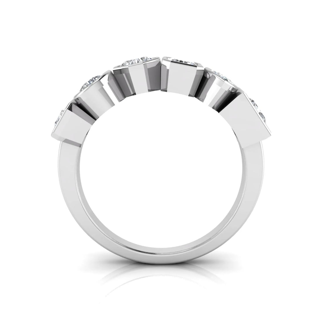 OctaPearl Bezel Set Multi Shape Lab Grown Diamond Half Eternity Wedding Band
