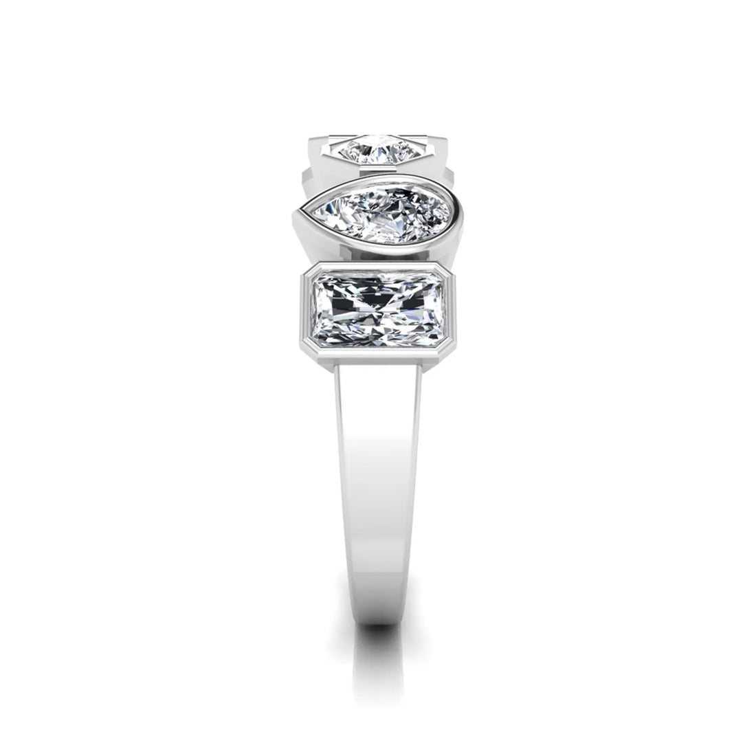 OctaPearl Bezel Set Multi Shape Lab Grown Diamond Half Eternity Wedding Band
