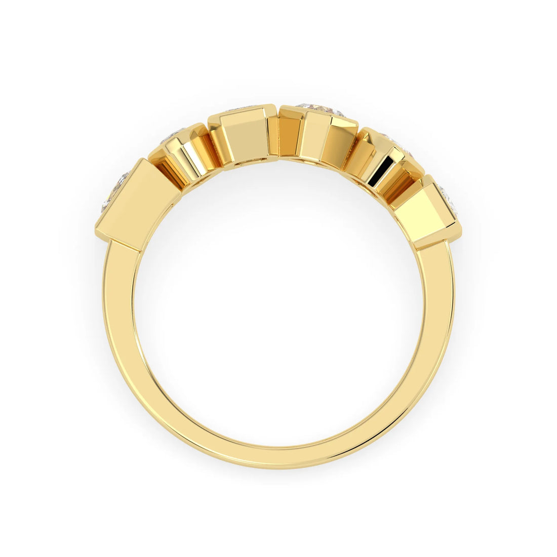 OctaPearl Bezel Set Multi Shape Lab Grown Diamond Half Eternity Wedding Band