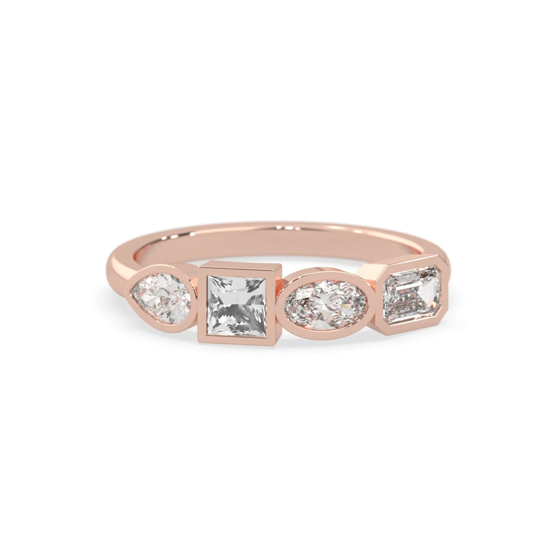 OctaPearl Bezel Set Multi Shape  Lab Grown Diamond Half Eternity Wedding Band