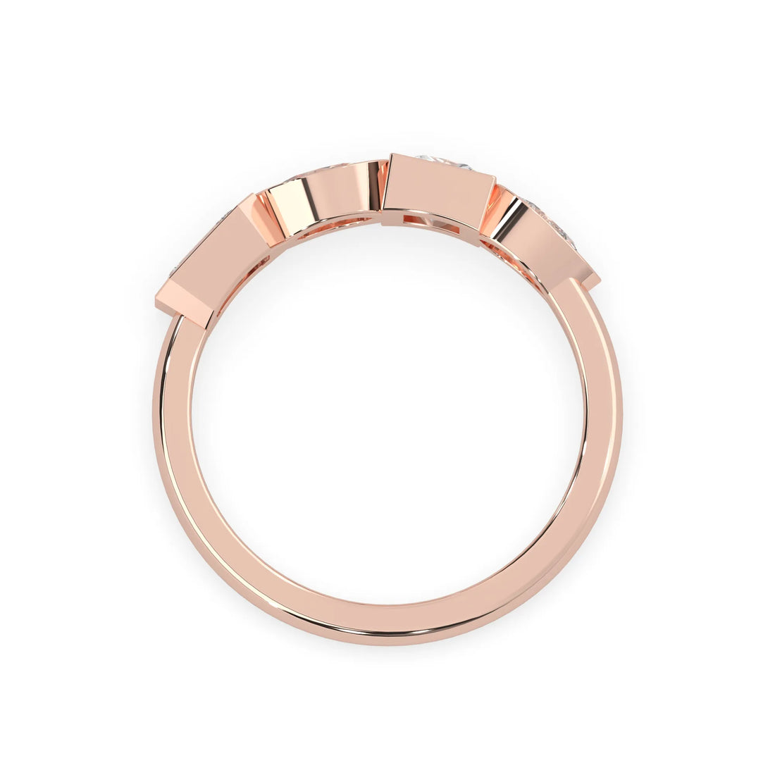 OctaPearl Bezel Set Multi Shape  Lab Grown Diamond Half Eternity Wedding Band