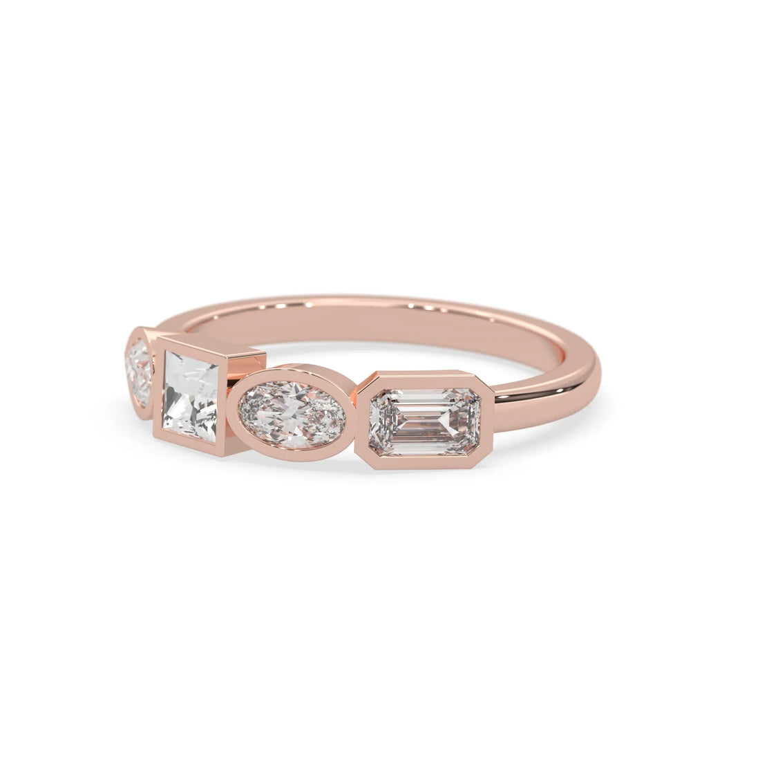 OctaPearl Bezel Set Multi Shape  Lab Grown Diamond Half Eternity Wedding Band