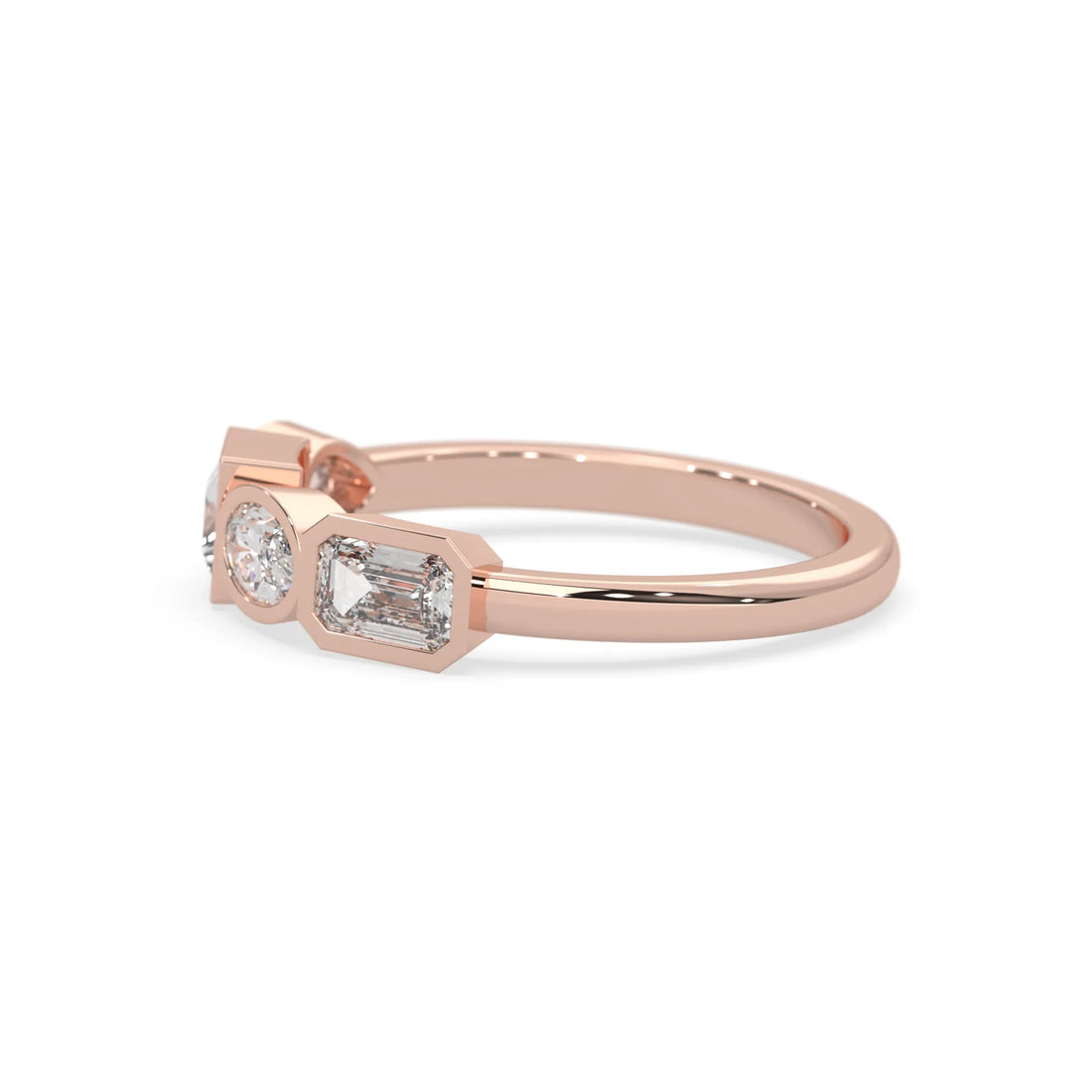 OctaPearl Bezel Set Multi Shape  Lab Grown Diamond Half Eternity Wedding Band