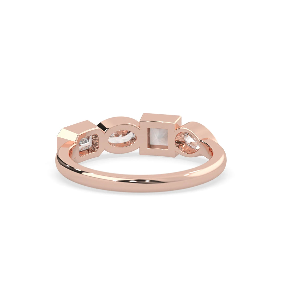 OctaPearl Bezel Set Multi Shape  Lab Grown Diamond Half Eternity Wedding Band