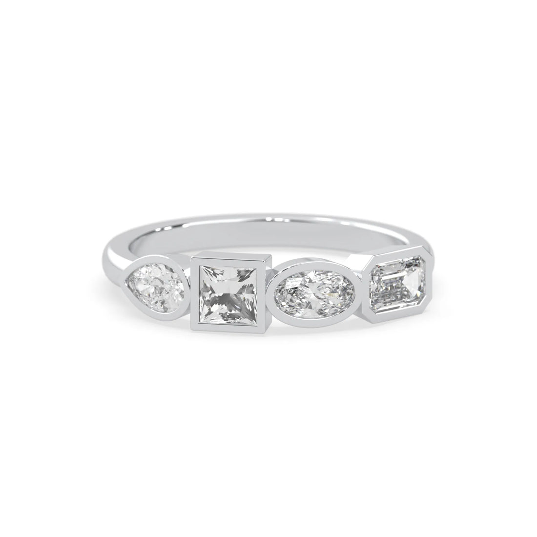 OctaPearl Bezel Set Multi Shape  Lab Grown Diamond Half Eternity Wedding Band