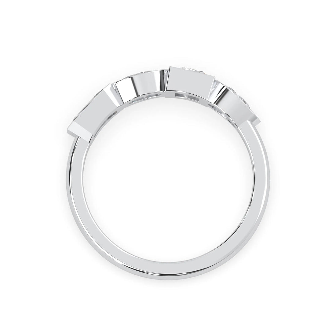 OctaPearl Bezel Set Multi Shape  Lab Grown Diamond Half Eternity Wedding Band