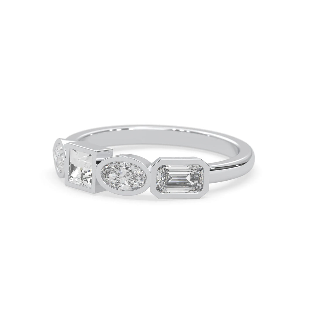 OctaPearl Bezel Set Multi Shape  Lab Grown Diamond Half Eternity Wedding Band