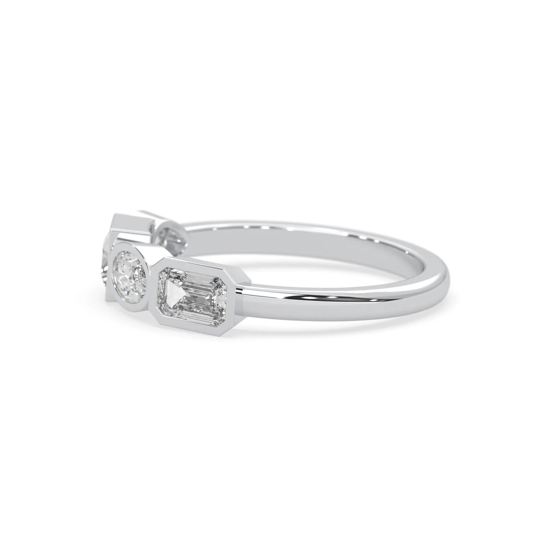 OctaPearl Bezel Set Multi Shape  Lab Grown Diamond Half Eternity Wedding Band