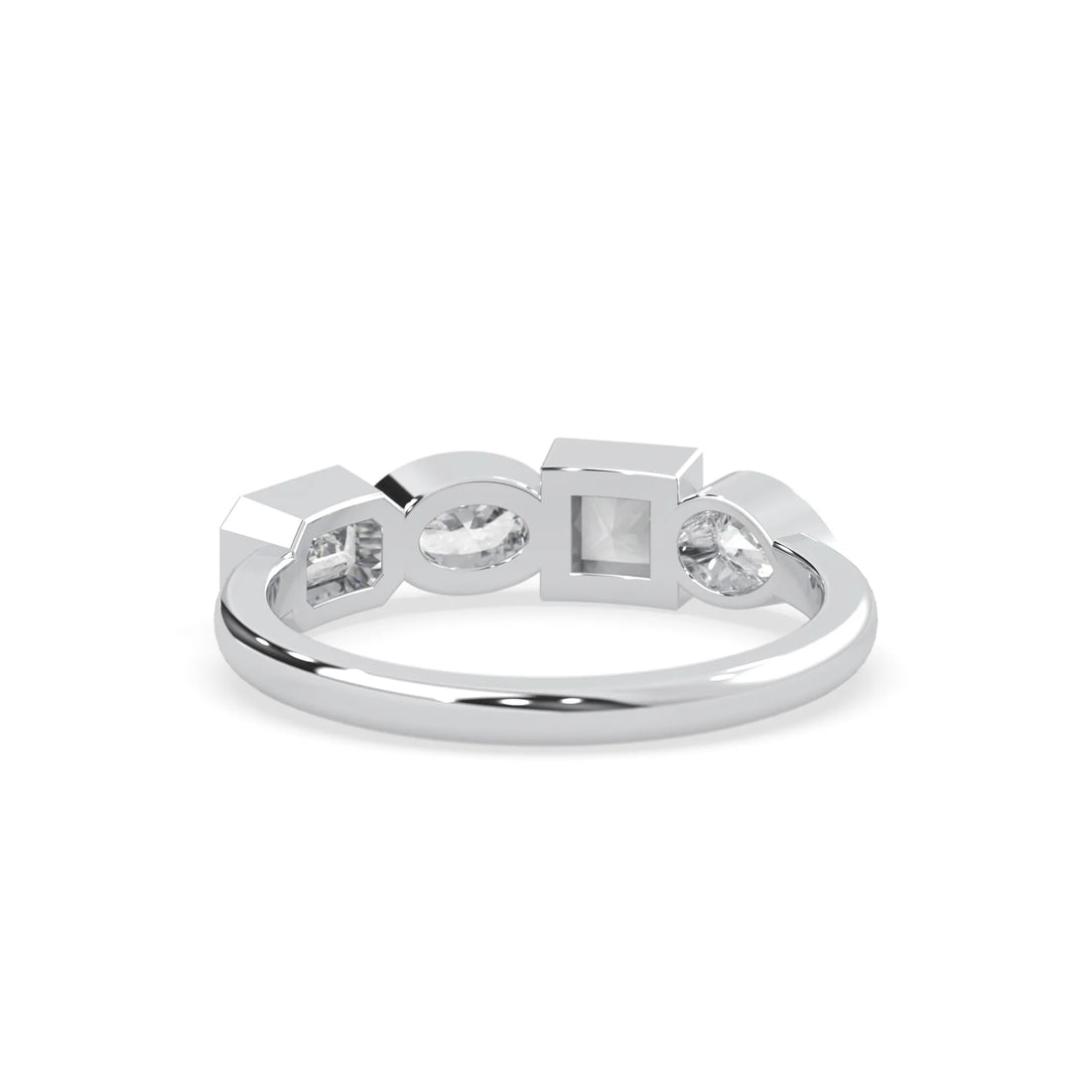 OctaPearl Bezel Set Multi Shape  Lab Grown Diamond Half Eternity Wedding Band