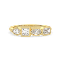 OctaPearl Bezel Set Multi Shape  Lab Grown Diamond Half Eternity Wedding Band