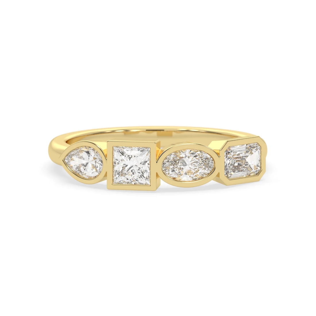 OctaPearl Bezel Set Multi Shape  Lab Grown Diamond Half Eternity Wedding Band