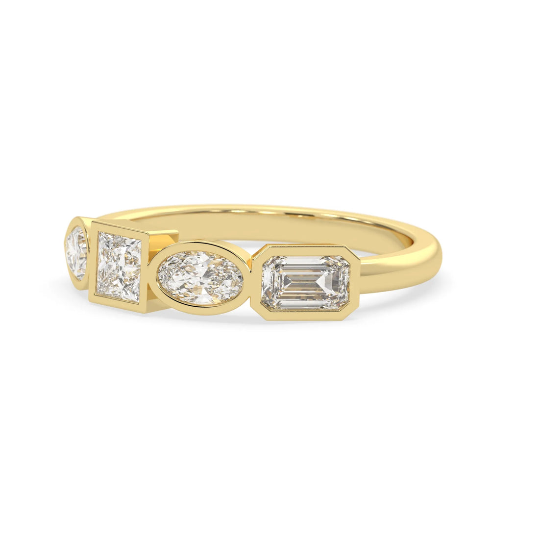 OctaPearl Bezel Set Multi Shape  Lab Grown Diamond Half Eternity Wedding Band