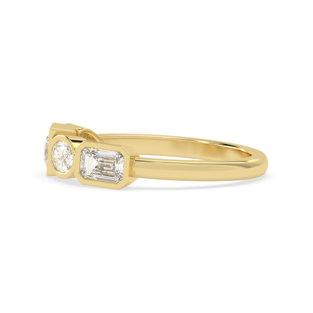 OctaPearl Bezel Set Multi Shape  Lab Grown Diamond Half Eternity Wedding Band