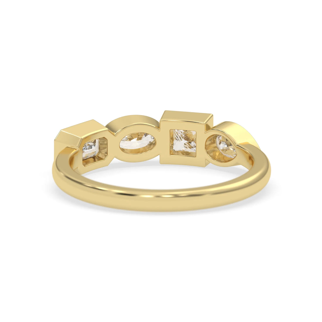 OctaPearl Bezel Set Multi Shape  Lab Grown Diamond Half Eternity Wedding Band