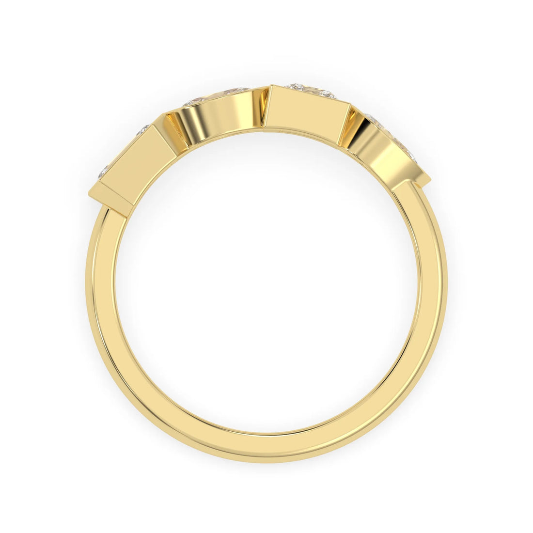 OctaPearl Bezel Set Multi Shape  Lab Grown Diamond Half Eternity Wedding Band