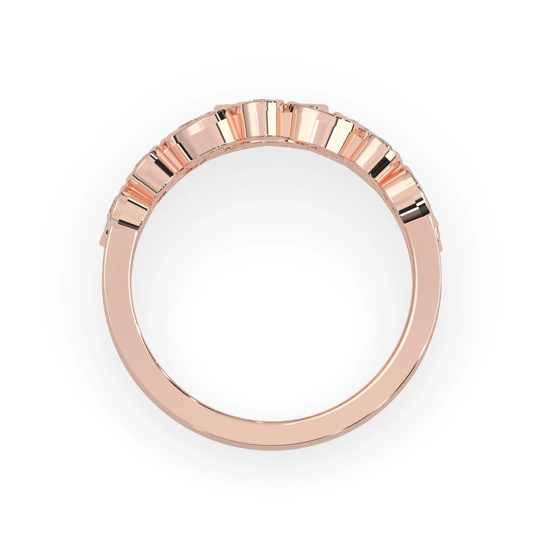 OctaPearl Multi Shape Bezel Set Three Row Lab Grown Diamond Statement Ring