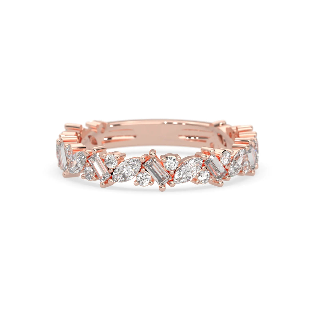 OctaPearl Multi Shape Cluster Lab Grown Diamond Half Eternity Wedding Band
