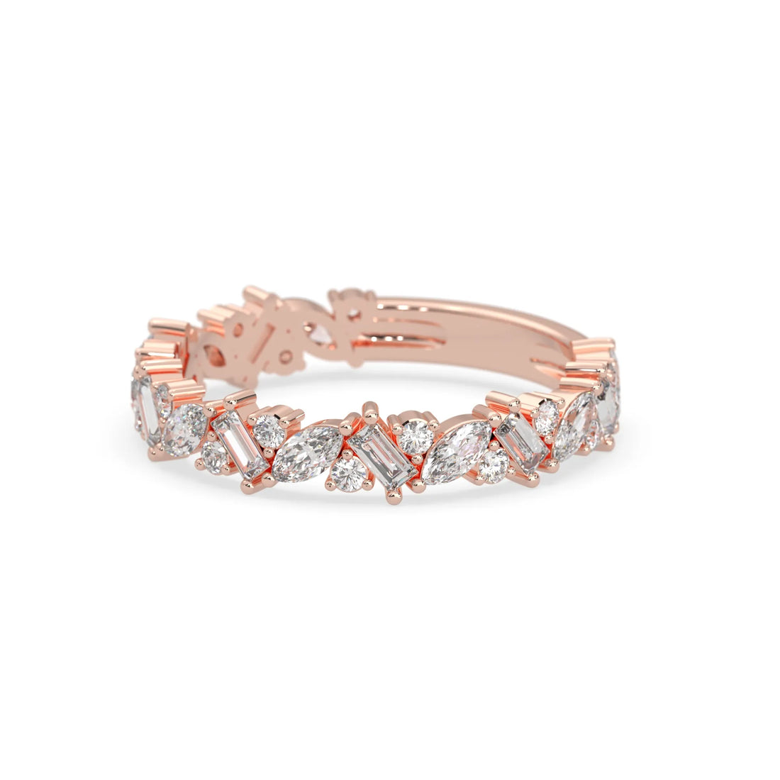 OctaPearl Multi Shape Cluster Lab Grown Diamond Half Eternity Wedding Band