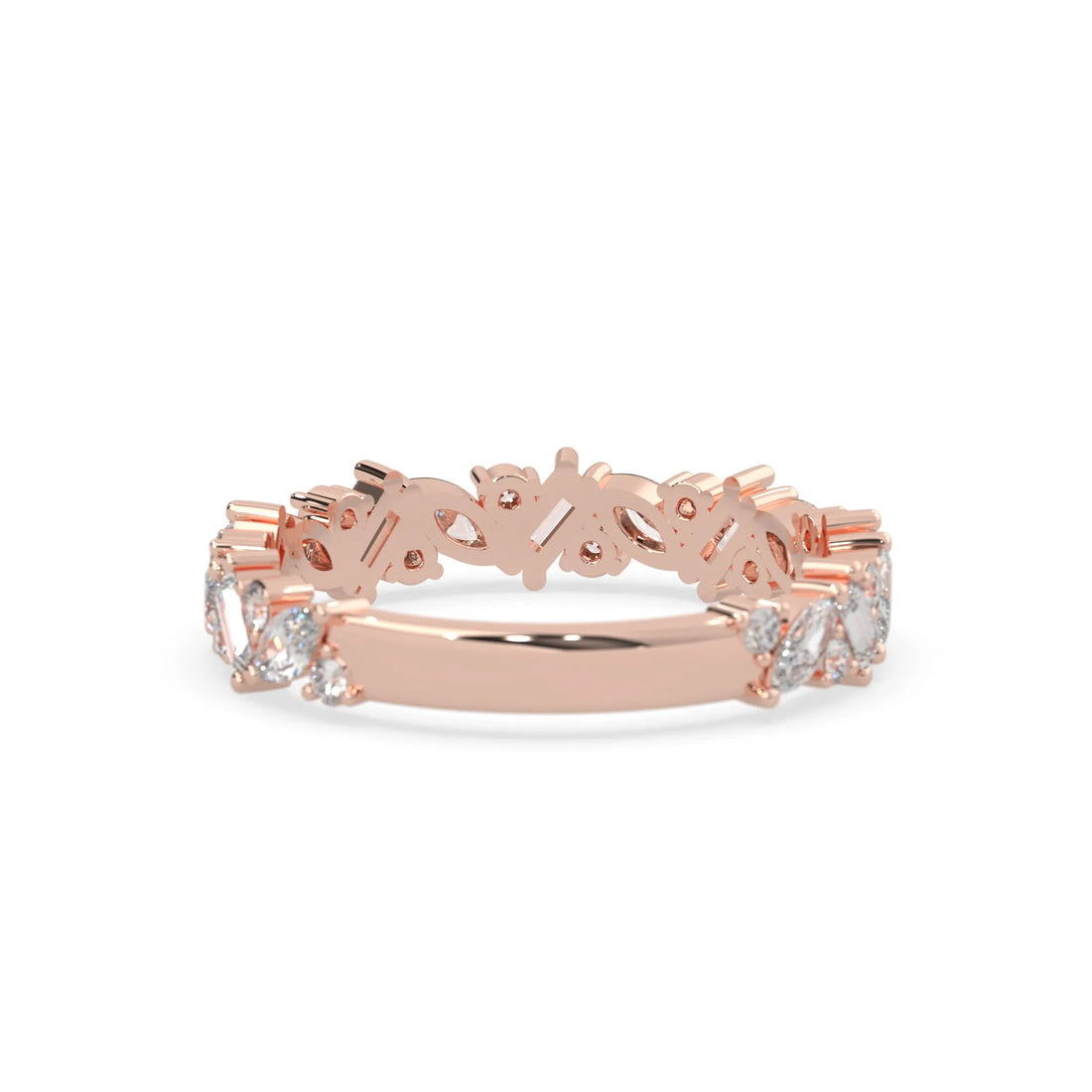OctaPearl Multi Shape Cluster Lab Grown Diamond Half Eternity Wedding Band