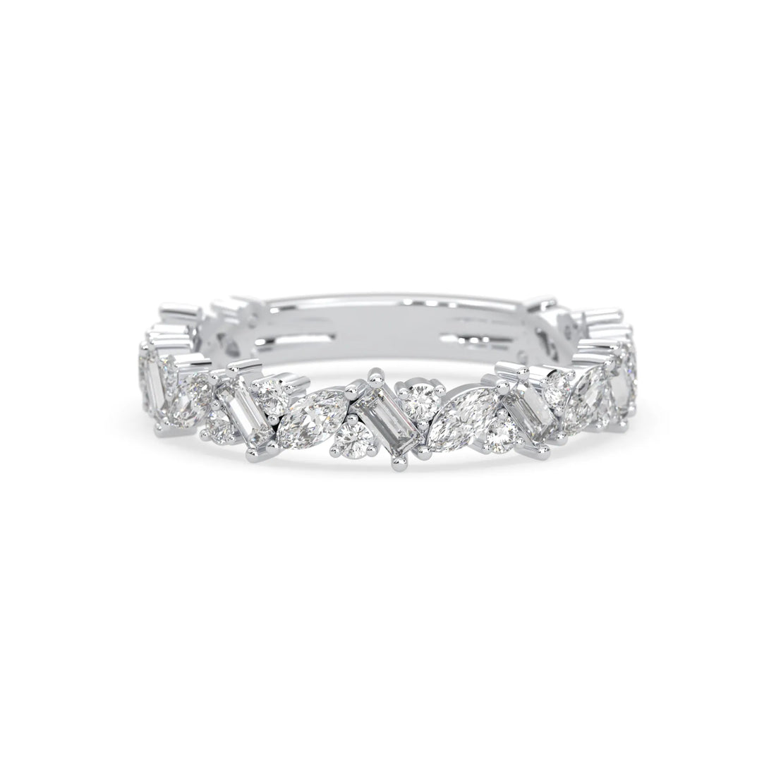 OctaPearl Multi Shape Cluster Lab Grown Diamond Half Eternity Wedding Band