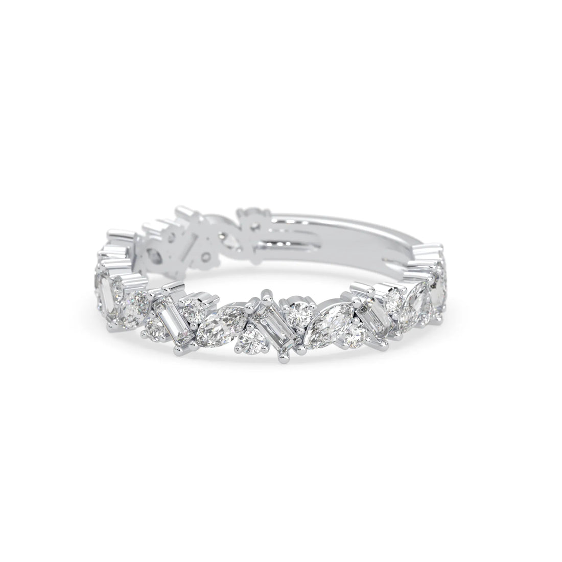 OctaPearl Multi Shape Cluster Lab Grown Diamond Half Eternity Wedding Band