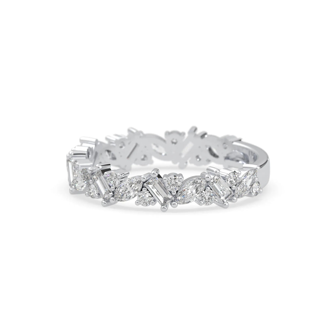 OctaPearl Multi Shape Cluster Lab Grown Diamond Half Eternity Wedding Band