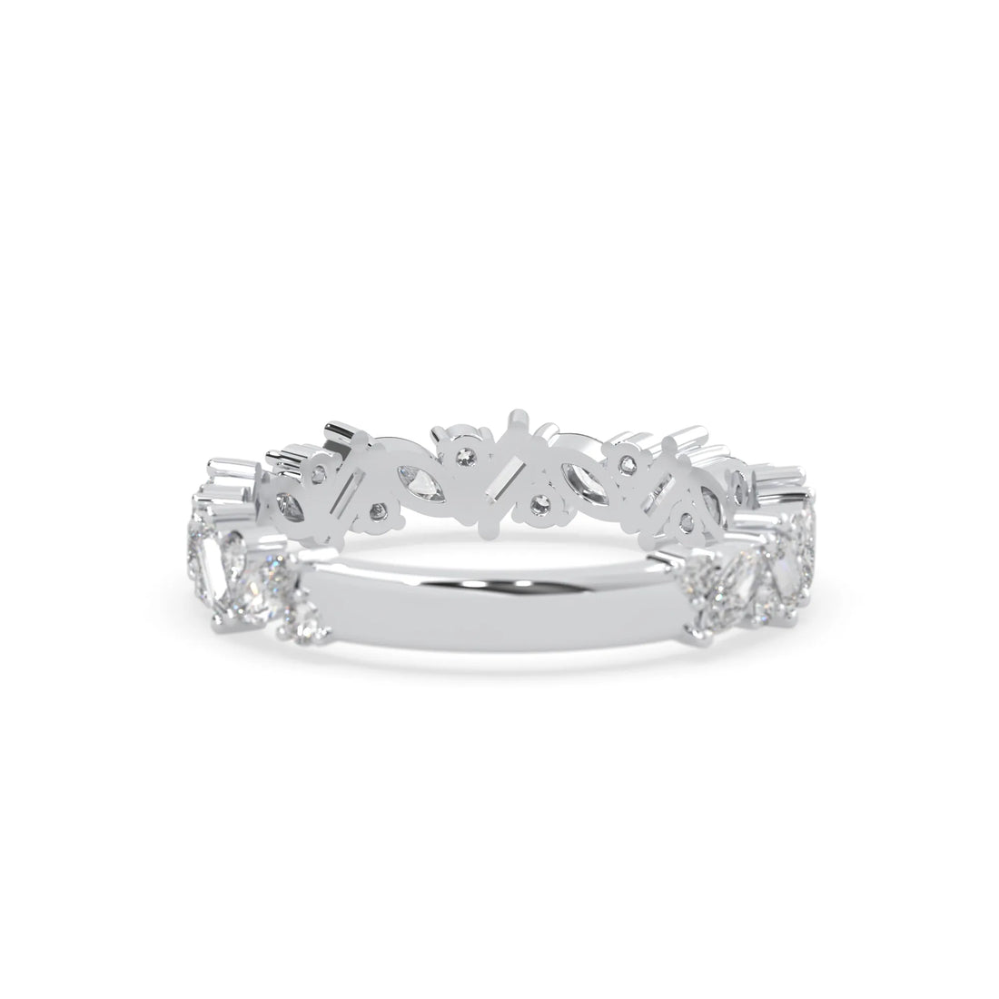 OctaPearl Multi Shape Cluster Lab Grown Diamond Half Eternity Wedding Band