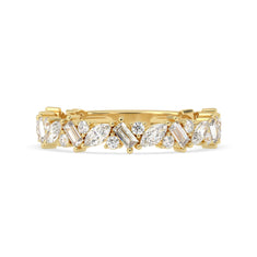 OctaPearl Multi Shape Cluster Lab Grown Diamond Half Eternity Wedding Band