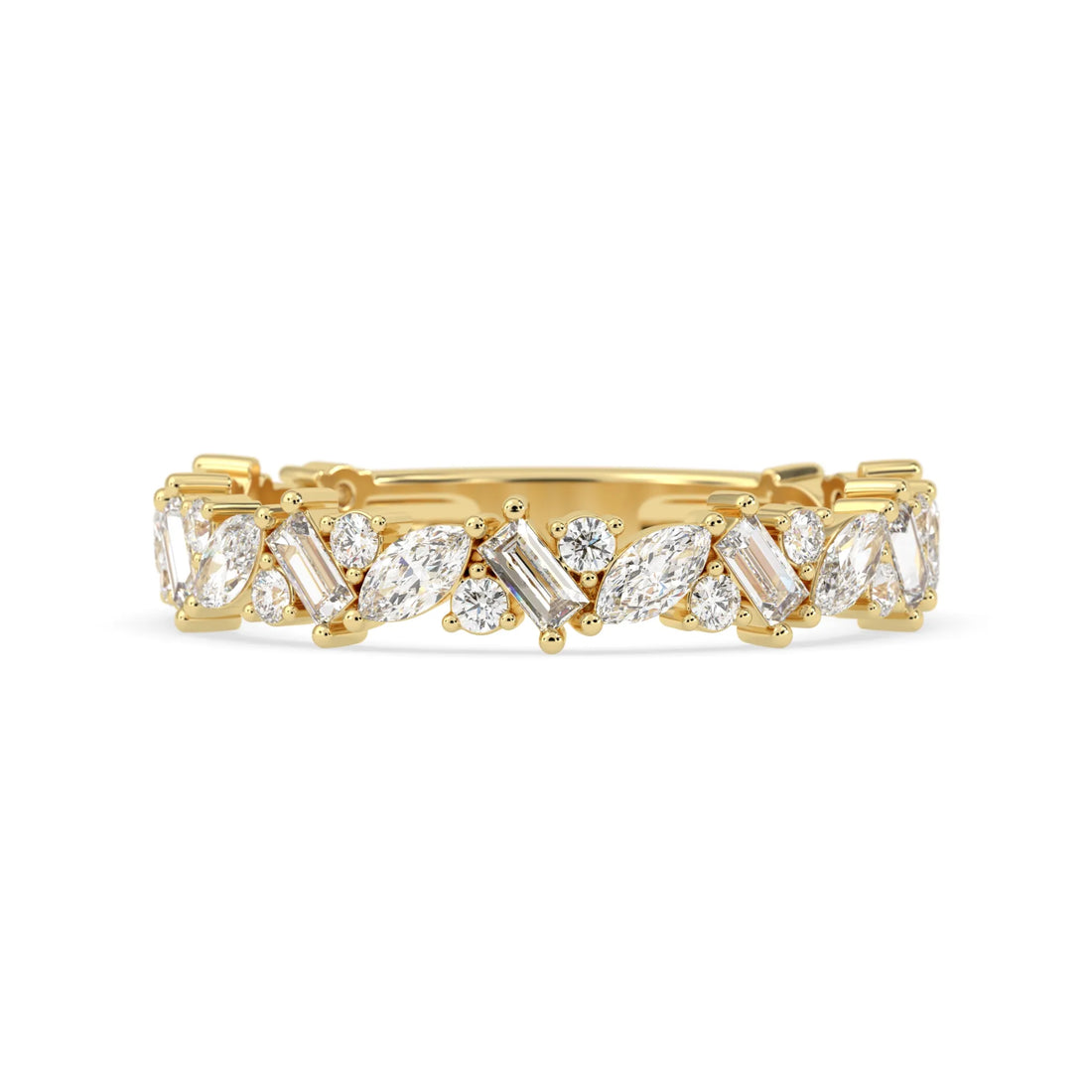 OctaPearl Multi Shape Cluster Lab Grown Diamond Half Eternity Wedding Band