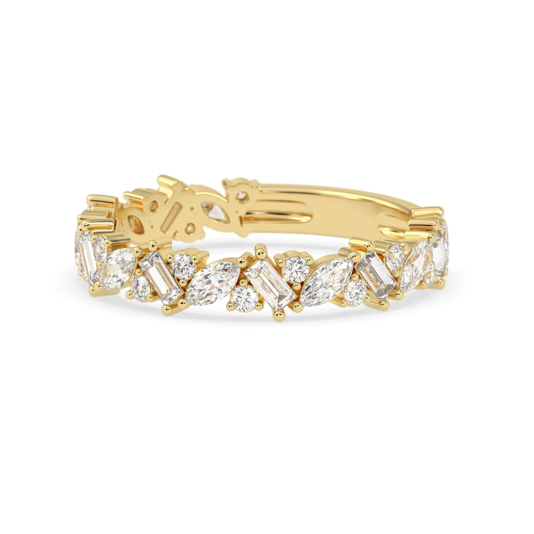 OctaPearl Multi Shape Cluster Lab Grown Diamond Half Eternity Wedding Band