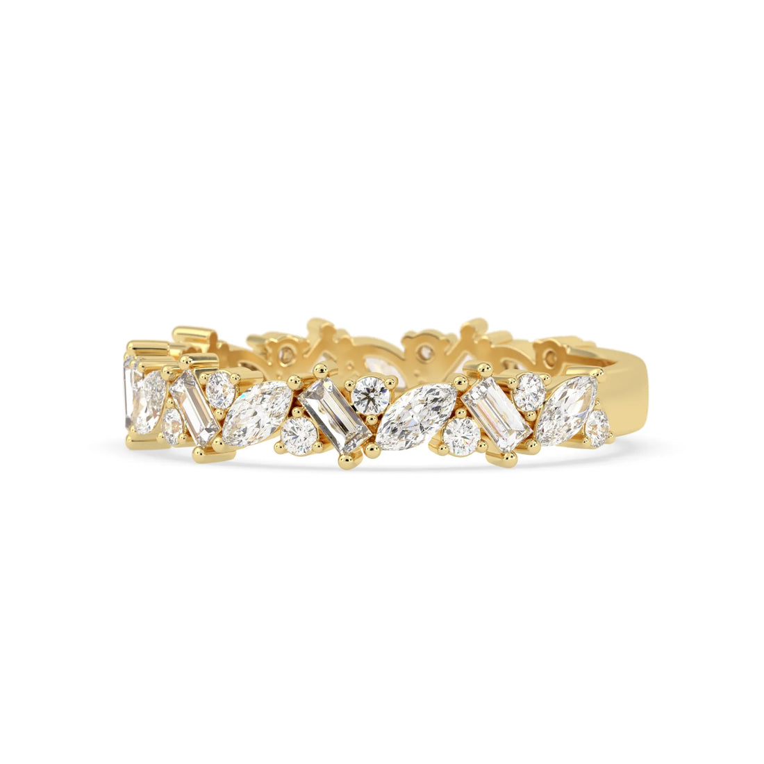 OctaPearl Multi Shape Cluster Lab Grown Diamond Half Eternity Wedding Band