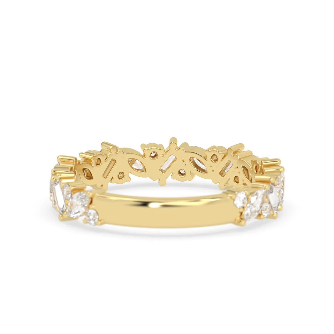 OctaPearl Multi Shape Cluster Lab Grown Diamond Half Eternity Wedding Band