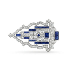 Multi Shape CZ Geometric Brooch Pin with Blue Accents | OctaPearl