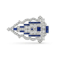 Multi Shape CZ Geometric Brooch Pin with Blue Accents | OctaPearl