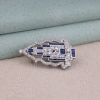 Multi Shape CZ Geometric Brooch Pin with Blue Accents | OctaPearl