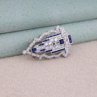 Multi Shape CZ Geometric Brooch Pin with Blue Accents | OctaPearl