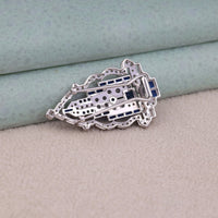 Multi Shape CZ Geometric Brooch Pin with Blue Accents | OctaPearl