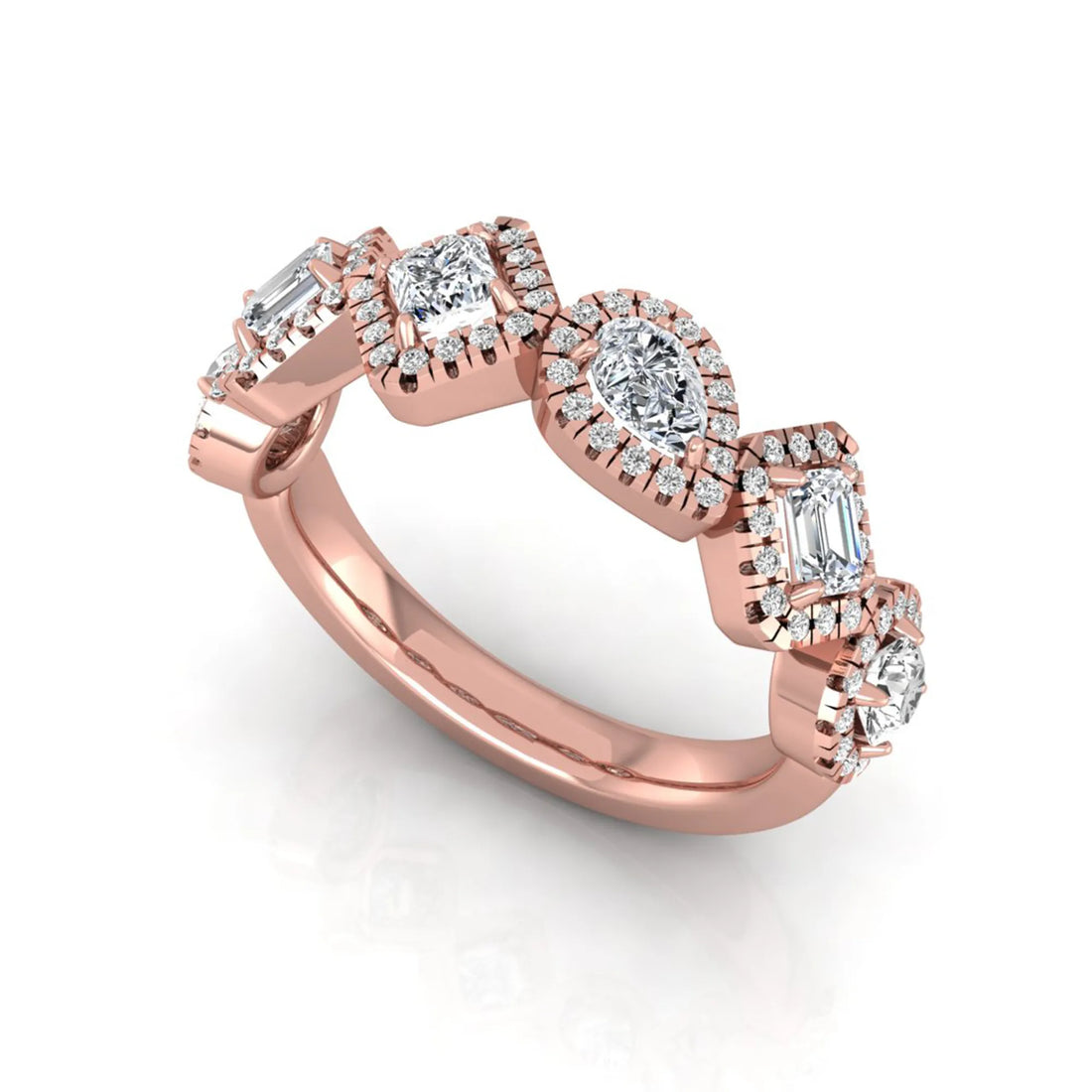 OctaPearl Multi Shape Lab Grown Diamond Halo Engagement Ring
