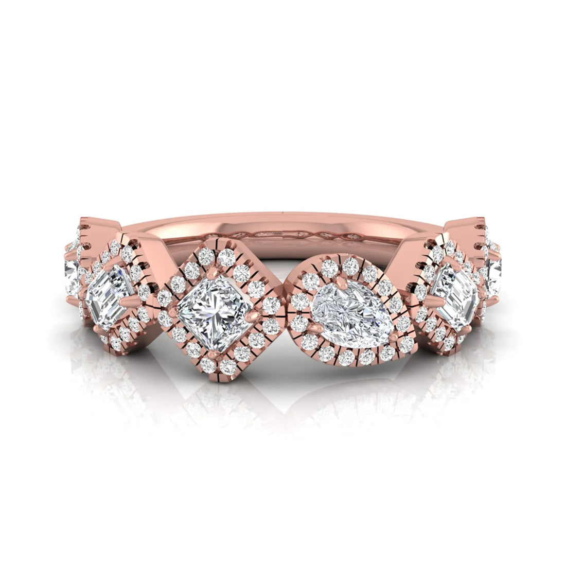 OctaPearl Multi Shape Lab Grown Diamond Halo Engagement Ring